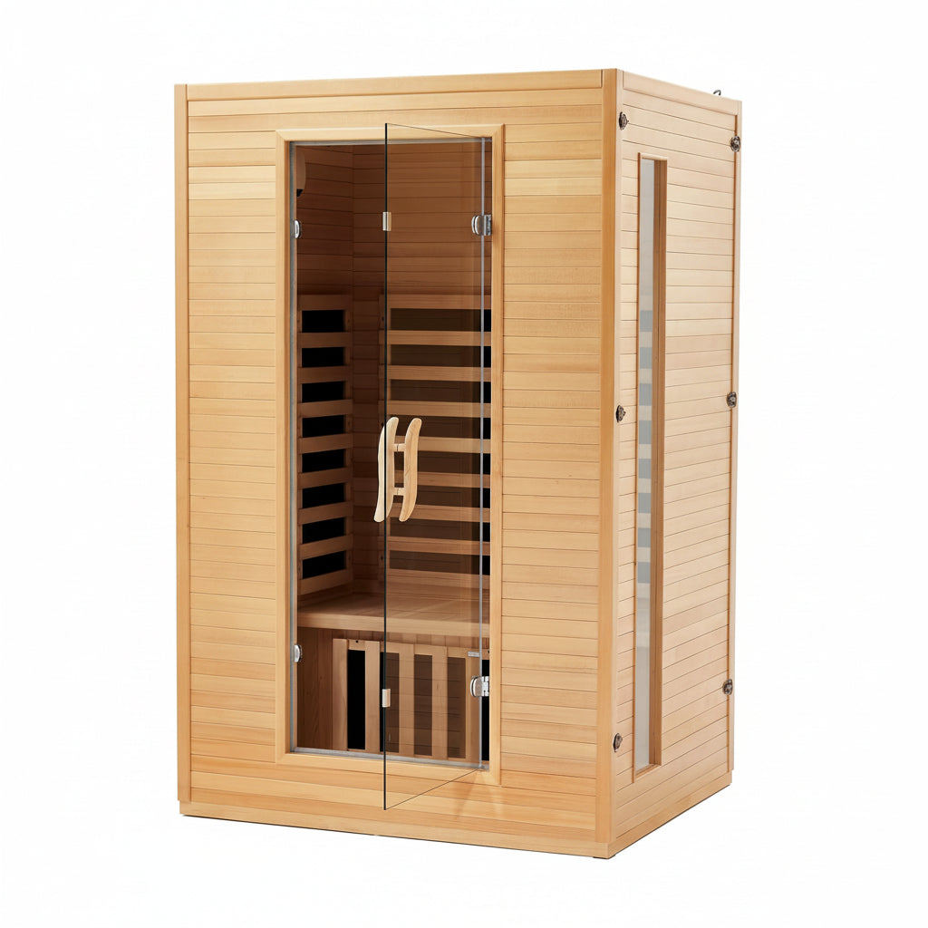 2 Person Infrared Sauna Built for Home Wellness, 6 Low EMF Carbon Heaters, Canadian Hemlock Wood, Bluetooth
