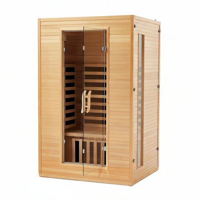 2 Person Infrared Sauna Built for Home Wellness, 6 Low EMF Carbon Heaters, Canadian Hemlock Wood, Bluetooth