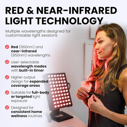 Red Light Therapy Panel Device – 660Nm Red & 850Nm near Infrared Light Therapy, LED Light Therapy Lamp, 60 Dual Chip Leds, Timer, Table Top Stand Included – PRO300
