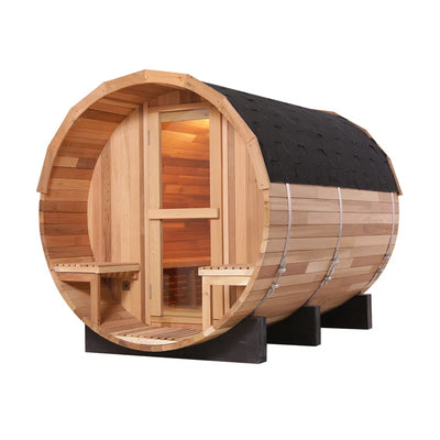 Traditional Steam Sauna Built for Executive Wellness, 6-Person Cedar Barrel, 6000W Heater, Indoor/Outdoor