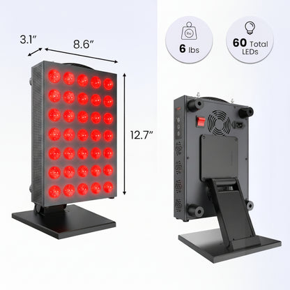 Red Light Therapy Panel Device – 660Nm Red & 850Nm near Infrared Light Therapy, LED Light Therapy Lamp, 60 Dual Chip Leds, Timer, Table Top Stand Included – PRO300