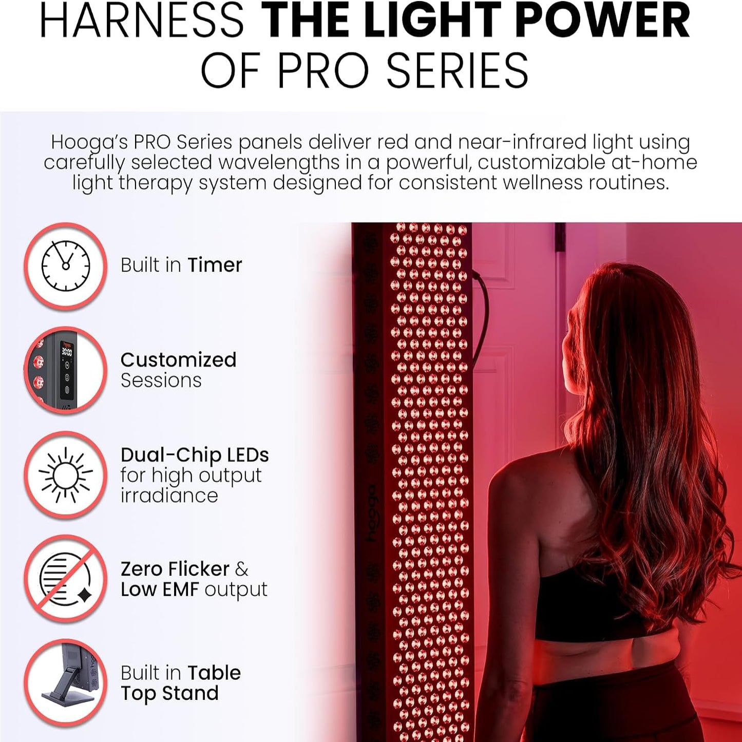 Red Light Therapy Panel Device – 660Nm Red & 850Nm near Infrared Light Therapy, LED Light Therapy Lamp, 60 Dual Chip Leds, Timer, Table Top Stand Included – PRO300
