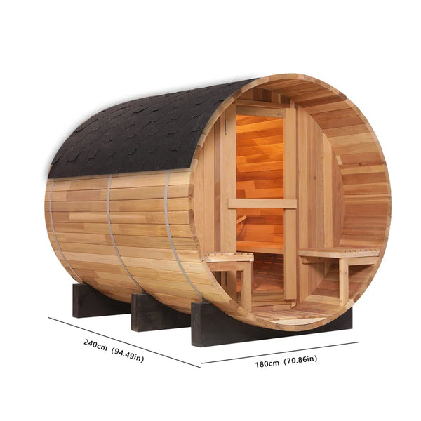 Traditional Steam Sauna Built for Executive Wellness, 6-Person Cedar Barrel, 6000W Heater, Indoor/Outdoor