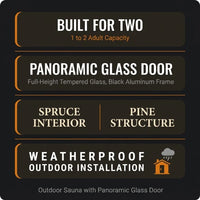 1-2 Person Outdoor Traditional Steam Sauna, Weatherproof Square Sauna Cabin with Black Trim, Natural Spruce Wood Sauna Room, LED Strip & Panoramic Glass Door, for Backyard Garden Home Spa, Relaxation — Results & Stats